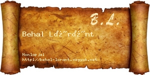 Behal Lóránt névjegykártya