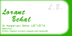 lorant behal business card